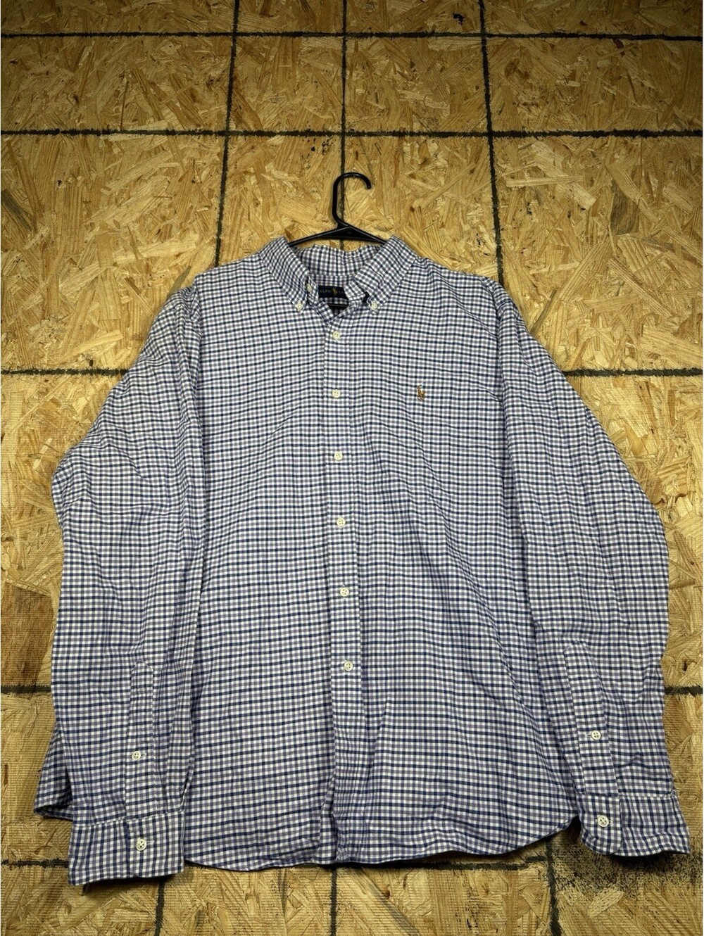 Ralph Lauren Shirt Mens XL Micro Check Purple/White/ Blue Button Down